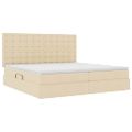 vidaXL Postel s úložným prostorem a matrací Krémová 200 x 200 cm látka