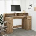 vidaXL Stôl s LED svetlami dub artisan 140x55x91 cm kompozitné drevo