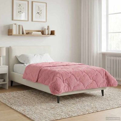 vidaXL Letná prikrývka Ružová 155 x 200 cm Mikrofáza a Teddy fleece