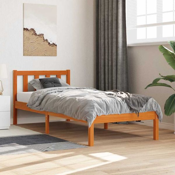 vidaXL Posteľ bez matraca voskovo hnedá 100x200 cm masívna borovica