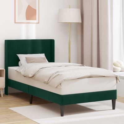 vidaXL Rám postele s čelnou doskou Tmavozelená 90 x 200 cm Zamat