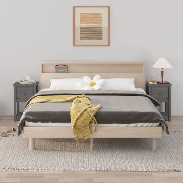 vidaXL Nočné stolíky 2 ks sivé 40x35x61,5 cm masívne borovicové drevo