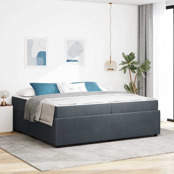 vidaXL Rám postele s matracmi Tmavo šedá 200 x 200 cm látka