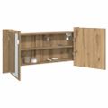 vidaXL Zrkadlový kabinet s LED Remeselný dub 100 x 12 x 45 cm