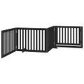 vidaXL Brána pre psa dvere sklad. 4 panely čierna 320cm topoľové drevo