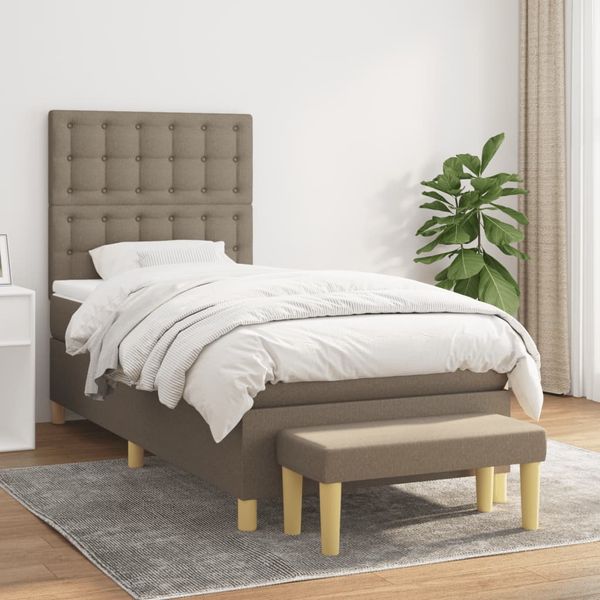 vidaXL Posteľný rám boxsping s matracom sivohnedý 80x200 cm látka
