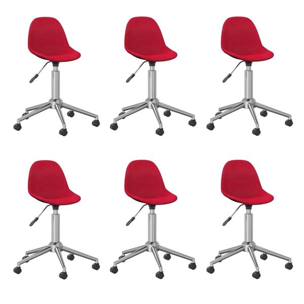 3086070 vidaXL Swivel Dining Chairs 6 pcs Wine Red Fabric (3x333473)