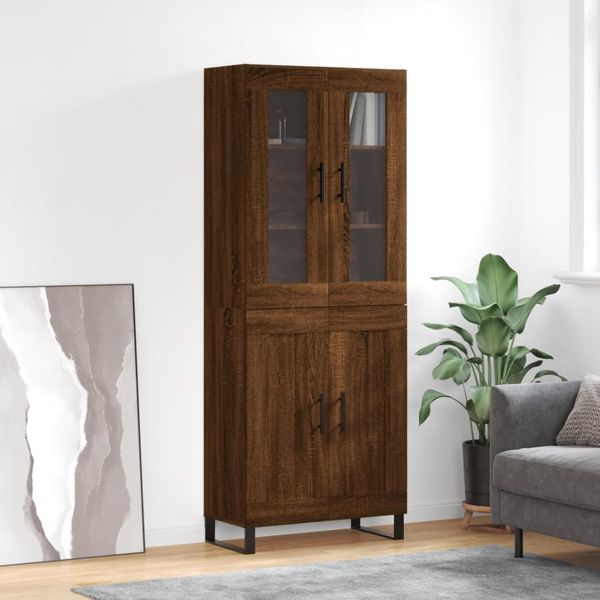 vidaXL Vysoká skrinka hnedý dub 69,5x34x180 cm spracované drevo