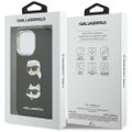 Karl Lagerfeld FW Grained Karl & Choupette Heads Pins & Logo puzdro na iPhone 17 čierne