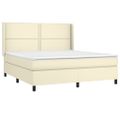 vidaXL Boxspring posteľ s matracom a LED krémová 160x200 cm umelá koža