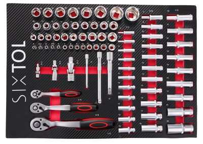 Modul s nářadím do dílenského vozíku MECHANIC TOOL TRAY 1, 80ks SIXTOL