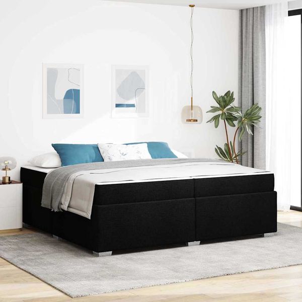 vidaXL Rám postele s matracmi Čierna 200 x 200 cm látka