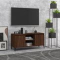 vidaXL TV skrinka, kovové nohy, hnedý dub 103,5x35x50 cm