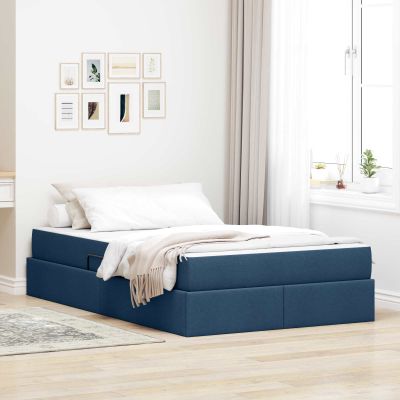 vidaXL Postel s úložným prostorem a matrací Modrá 120 x 190 cm
