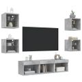 vidaXL 7-dielne TV nástenné skrinky s LED betónovo sivé kompozit.drevo