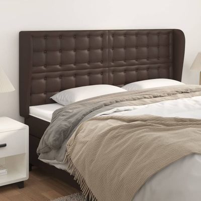 vidaXL Čelo postele so záhybmi hnedé 203x23x118/128 cm umelá koža