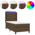 vidaXL Posteľ boxsping s matracom a LED tmavohnedá 80x200 cm látka