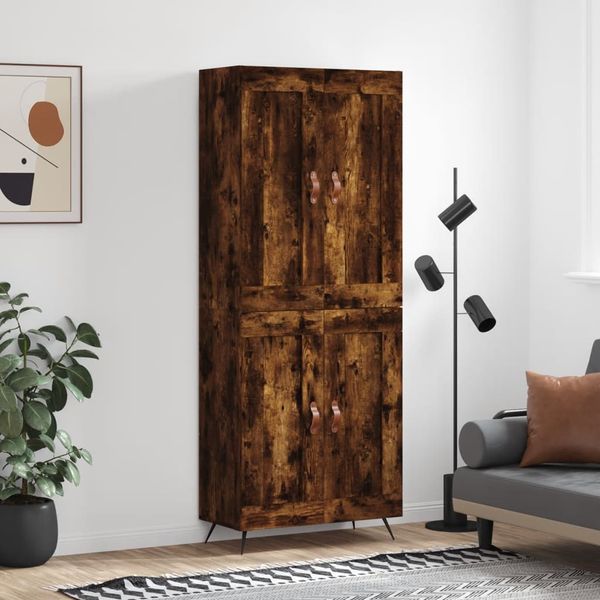 vidaXL Vysoká skrinka dymový dub 69,5x34x180 cm spracované drevo