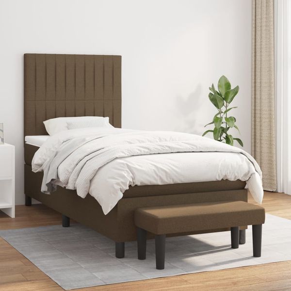 vidaXL Posteľný rám boxsping s matracom hnedý 90x200 cm látka