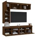 vidaXL 7-dielna súprava TV nástenných skriniek s LED hnedý dub