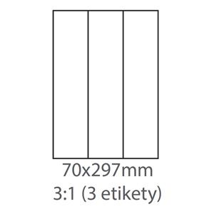 etikety Samolepiace 70x297 univerzálne biele (100 listov A4/bal.)