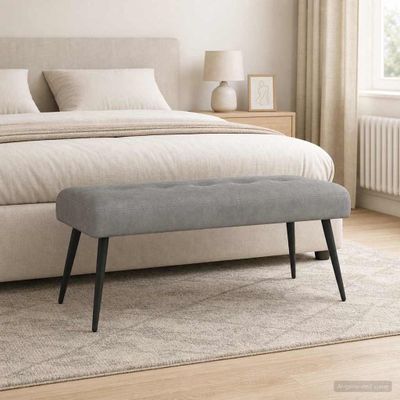 vidaXL Lavica s gombíkovým prešívaním Svetlosivá 110 x 40 x 46 cm