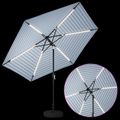 vidaXL Záhradný slnečník s LED svetlami a základňou 300 x 300 cm