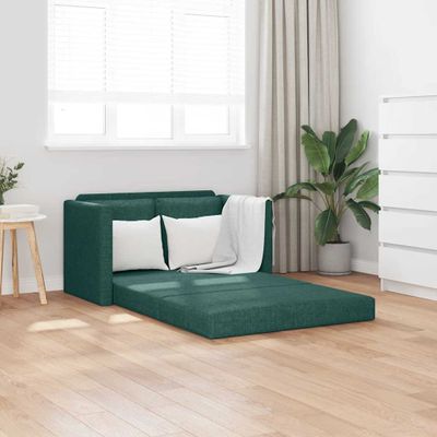 vidaXL Podlahová rozklad. pohovka 2v1 tmavozelená 112x174x55 cm látka