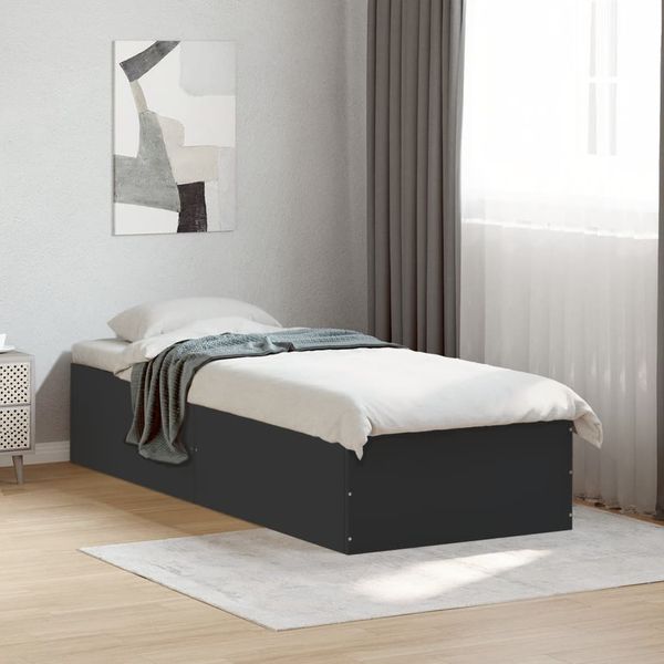 vidaXL Posteľný rám čierny 75x190 cm kompozitné drevo