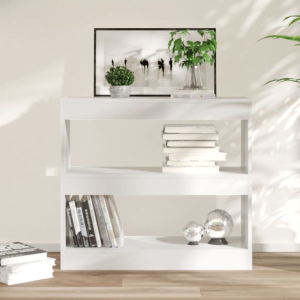 vidaXL Knižnica/deliaca stena lesklá biela 80x30x72 cm