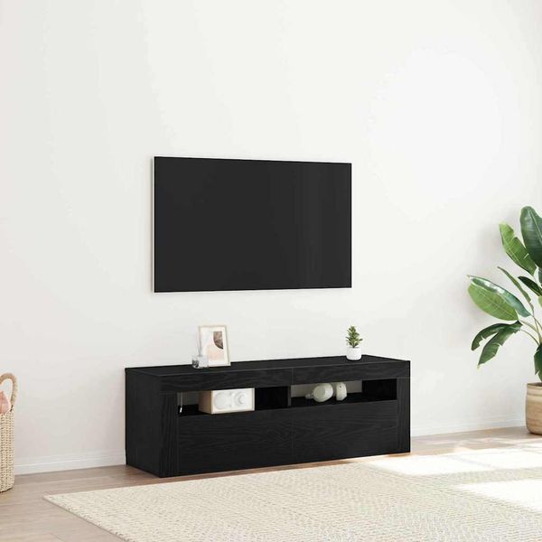 vidaXL TV skrinka s LED Čierny dub 120 x 35 x 40 cm Kompozitné drevo