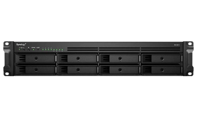 Synology RS1221+ Rack Station Sietové úložisko NAS, 8x 2,5"/3,5" SATA III, quad-core 2,2GHz, 4GB DDR4, 4x GLAN, 2x USB 3.0, 1x eSATA, 1x PCIe, 2U