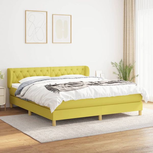 vidaXL Boxspring posteľ s matracom zelená 160x200 cm látka