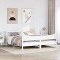 vidaXL Posteľný rám s čelom biely 200x200 cm masívna borovica