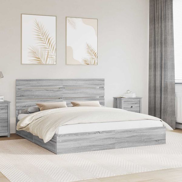vidaXL Úložná posteľ Sivý Sonoma 200 x 200 cm Kompozitné drevo