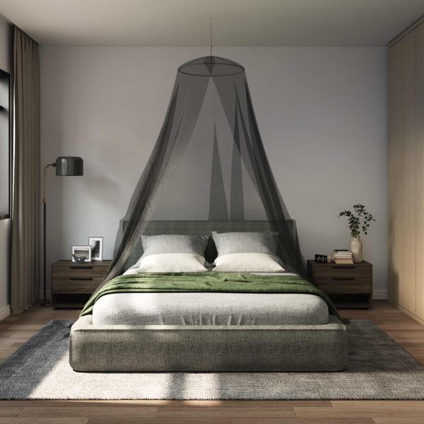 vidaXL Sieť proti komárom na posteľ 3 pcs 156 mesh Čierna ⌀56 x 220 cm