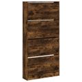 vidaXL Botník so 4 výklopnými zásuvkami dymový dub 80x21x163,5 cm