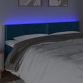 vidaXL Čelo postele s LED tmavomodré 180x5x78/88 cm zamat