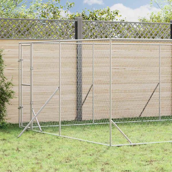 vidaXL Vonkajší koterec pre psov strieborný 4x8x2 m pozinkovaná oceľ