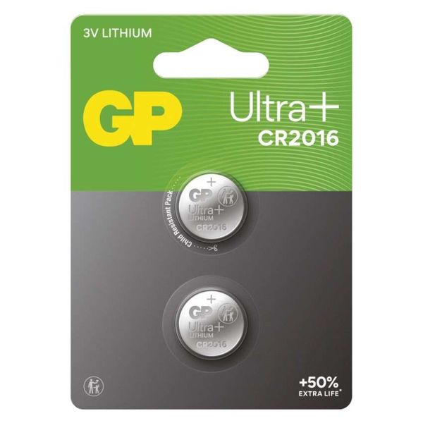 Lítiová gombíková batéria GP Ultra plus CR2016, 2 ks