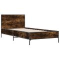 vidaXL Posteľný rám dymový dub 90x200 cm kompozitné drevo a kov