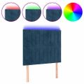 vidaXL Čelo postele s LED tmavomodré 100x5x118/128 cm zamat