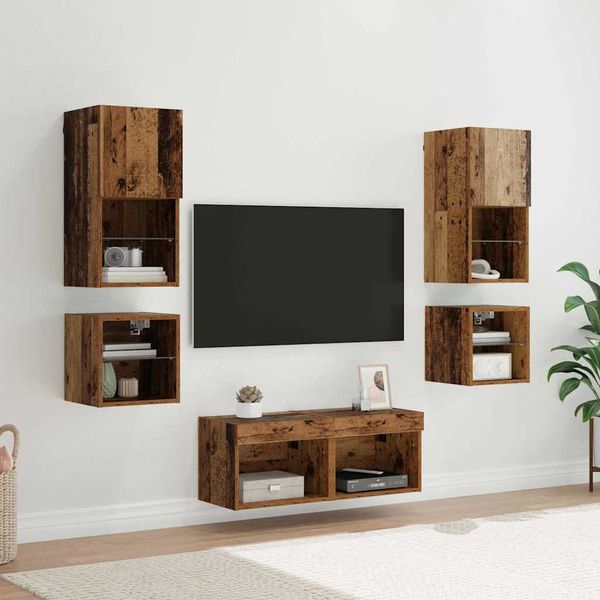 vidaXL TV nástenne jednotky 8 pcs Staré drevo Kompozitné drevo