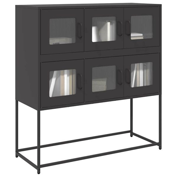 vidaXL Komoda čierna 100,5x39x107 cm oceľ valcovaná za studena