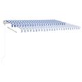 vidaXL Automatická markíza, LED a senzor vetra 450x350 cm, modrá/biela