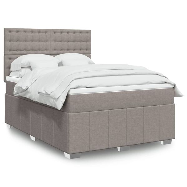 vidaXL Boxspring posteľ s matracom sivohnedý 140x190 cm látka