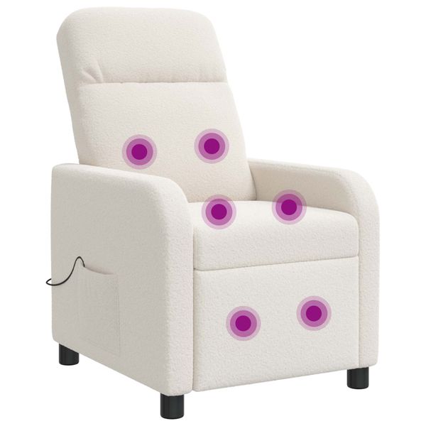 vidaXL Masážne relaxačné kreslo Krémová Bouclé