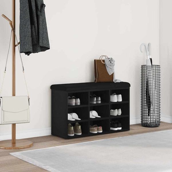 vidaXL Lavička na topánky Čierna 82 x 32 x 50 cm Kompozitné drevo
