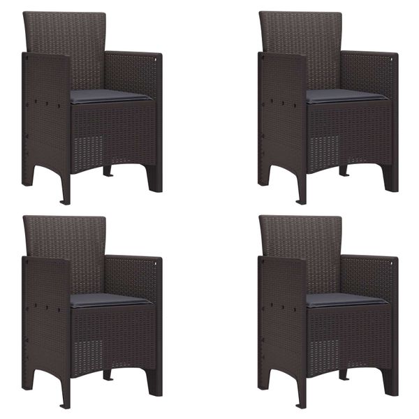 vidaXL Záhradná stolička 4 pcs Hnedá 53 x 49 x 85 cm Polypropylén