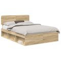 vidaXL Rám postele Sonoma dub 150 x 200 cm Masívne borovicové drevo